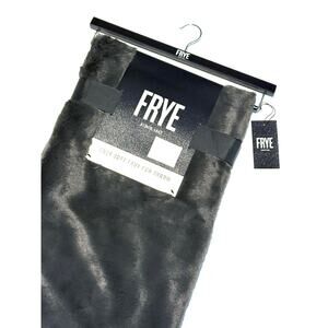 FRYE Faux Fur Throw Blanket 50 x 70" NWT Reversible Dark Grey Gray Charcoal
